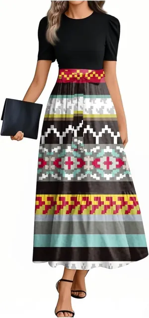 2025 Beach Dresses, Maxi Print Boho Jumpsuits for Women Spring Bow High Waisted Rompers for Women