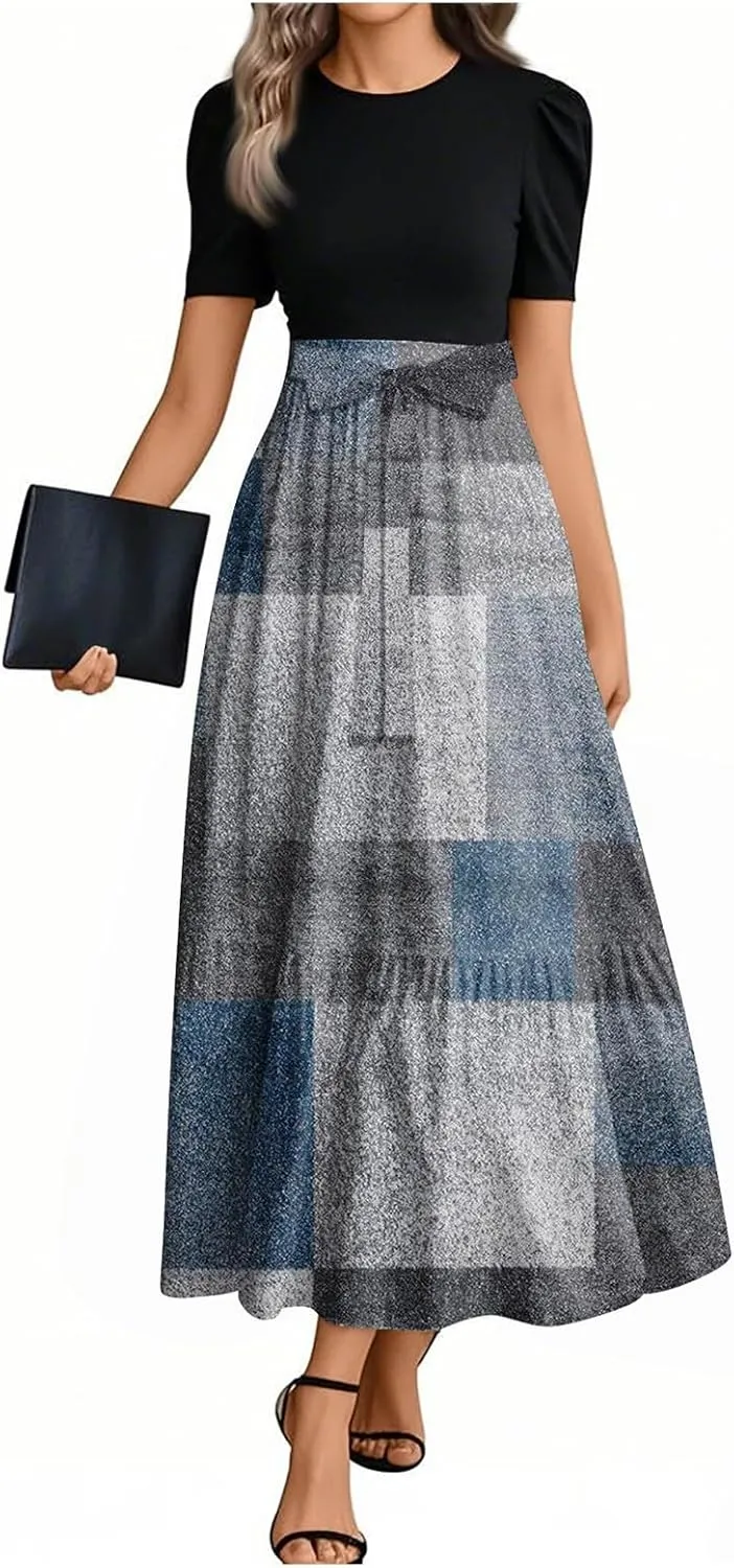 2025 Beach Dresses, Maxi Print Boho Jumpsuits for Women Spring Bow High Waisted Rompers for Women