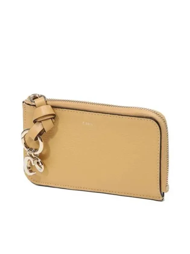 Alphabet Half Zipper Leather Card Wallet Yellow