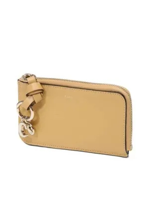 Alphabet Half Zipper Leather Card Wallet Yellow