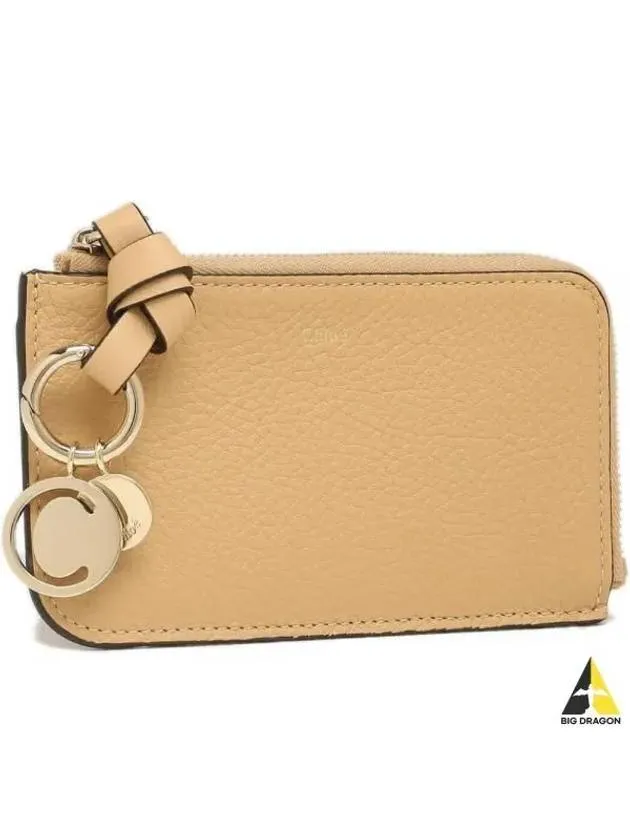 Alphabet Half Zipper Leather Card Wallet Yellow