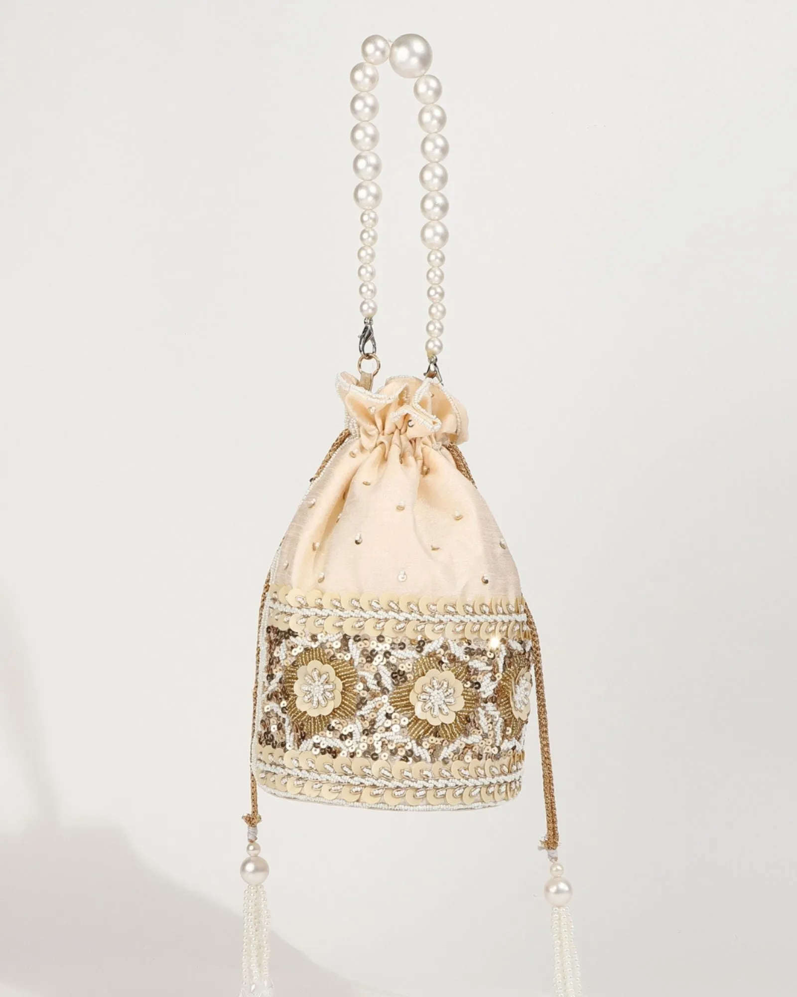 Ama Potli Bag with Pearl Handle