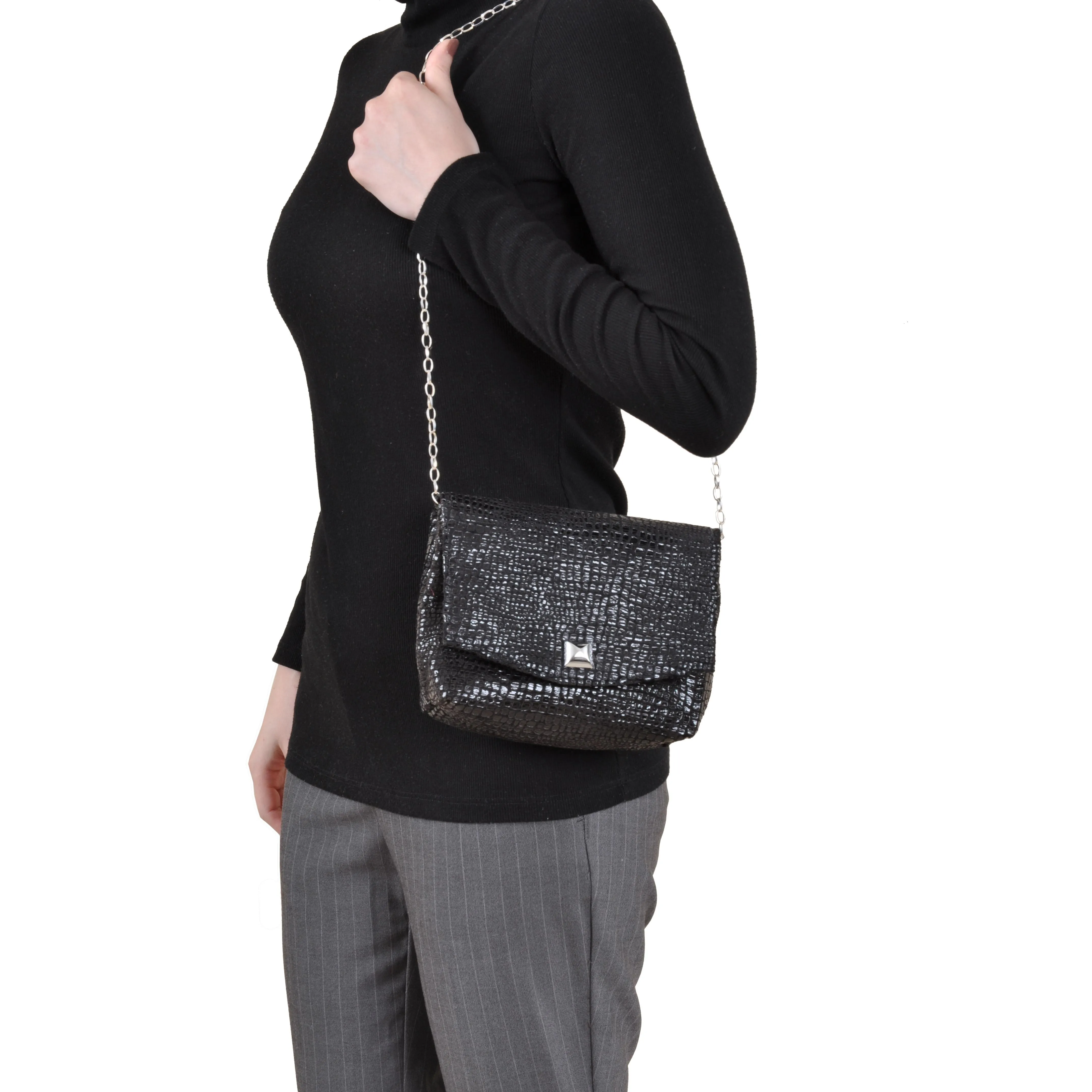 Boa Black Square Clutch
