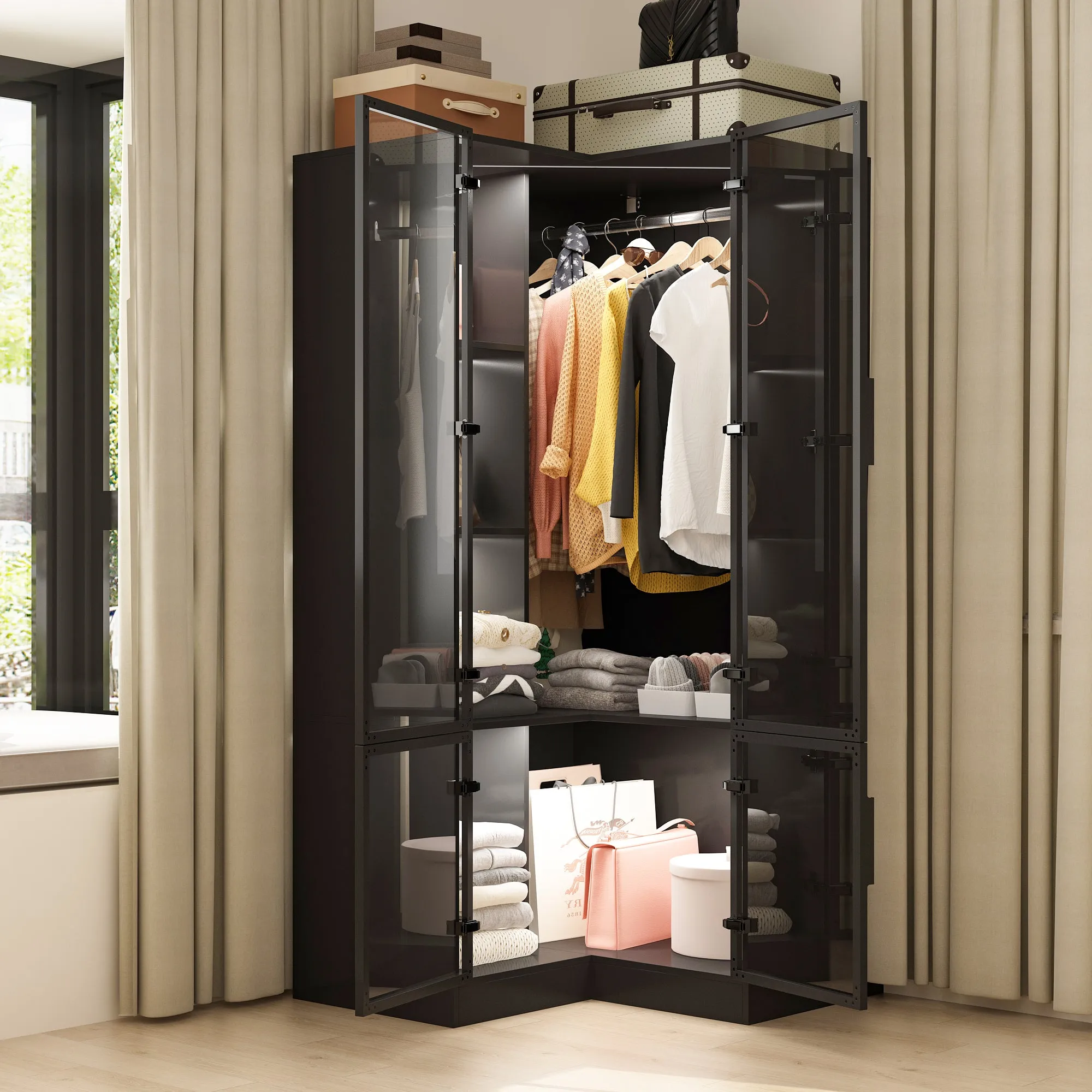 Deluxe Corner Wardrobe with LED Lighting