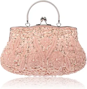 Evening Clutch Bag for Women Vintage Beaded Sequin Handbag Bridal Wedding Purse