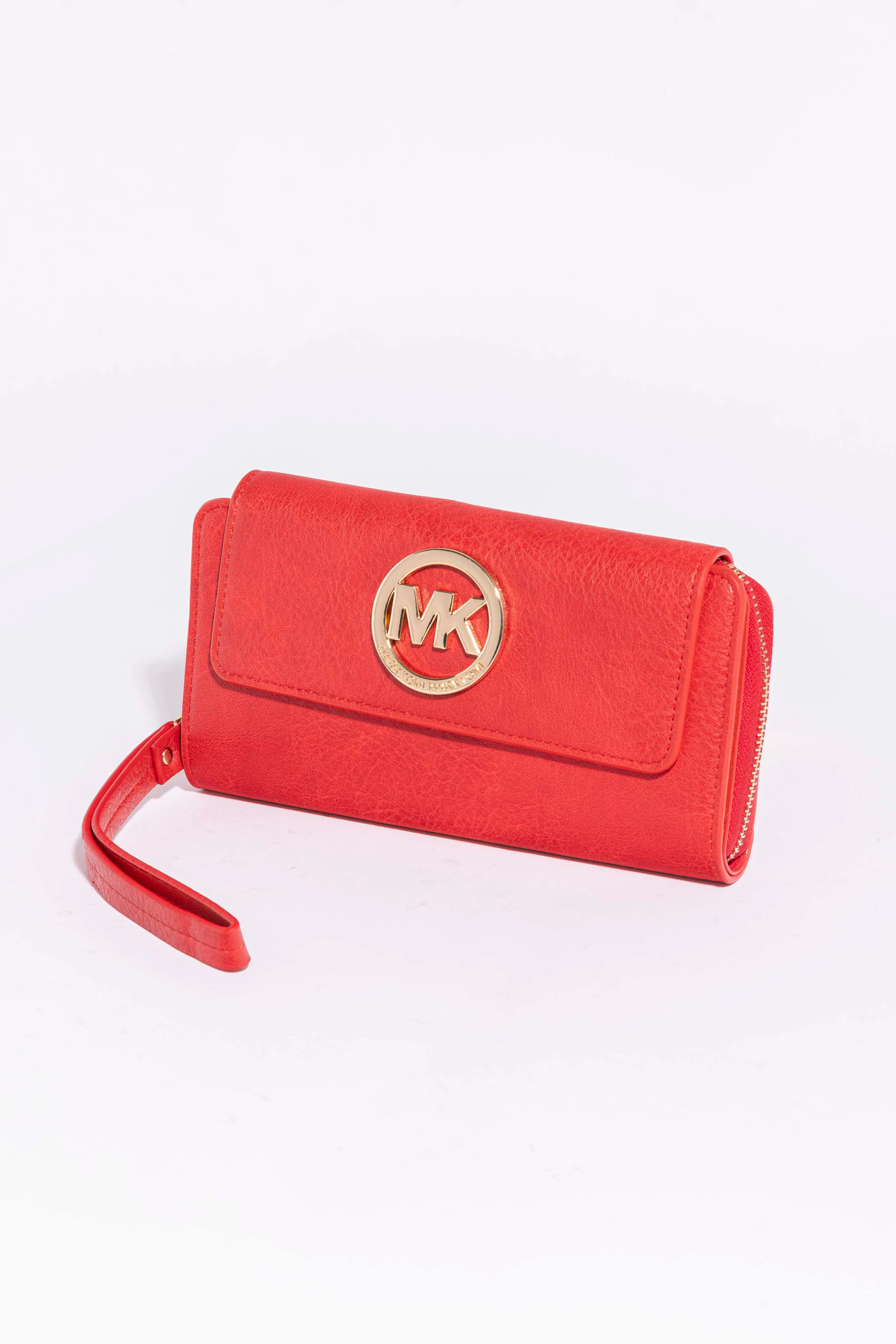Faux Leather Zip Around Plain Medium Wallet