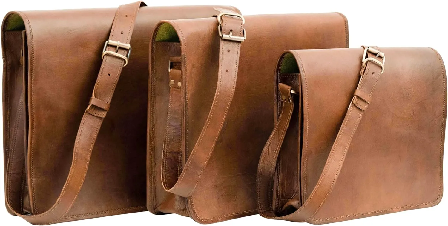 IndianHandoArt 16 inch Leather Real Messenger bag for Laptop Briefcase Satchel Men and Women (16 inch medium)