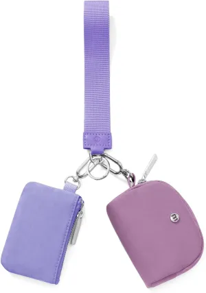 Keychain Wallet Mini Zip Around Wristlet Wallets for Women Detachable Dual Pouch Wristlet Portable Coin Purse Small Wallets