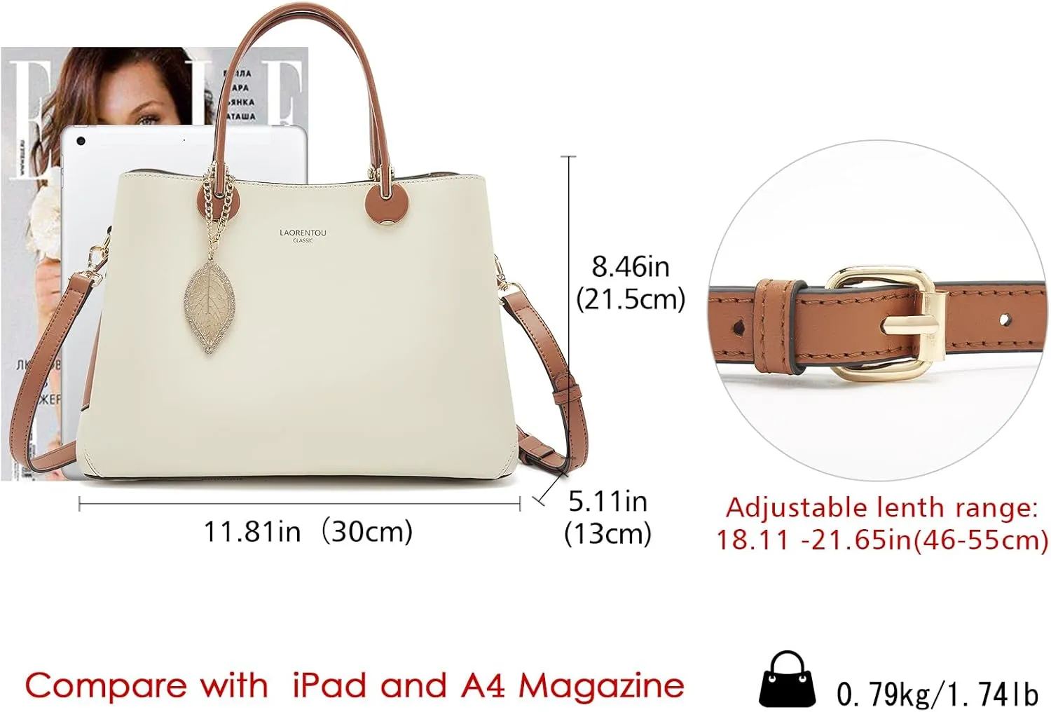 LAORENTOU Women Crossbody Handbags Cow Leather Satchel Handbags for Women Top-handle Shoulder Tote Purses