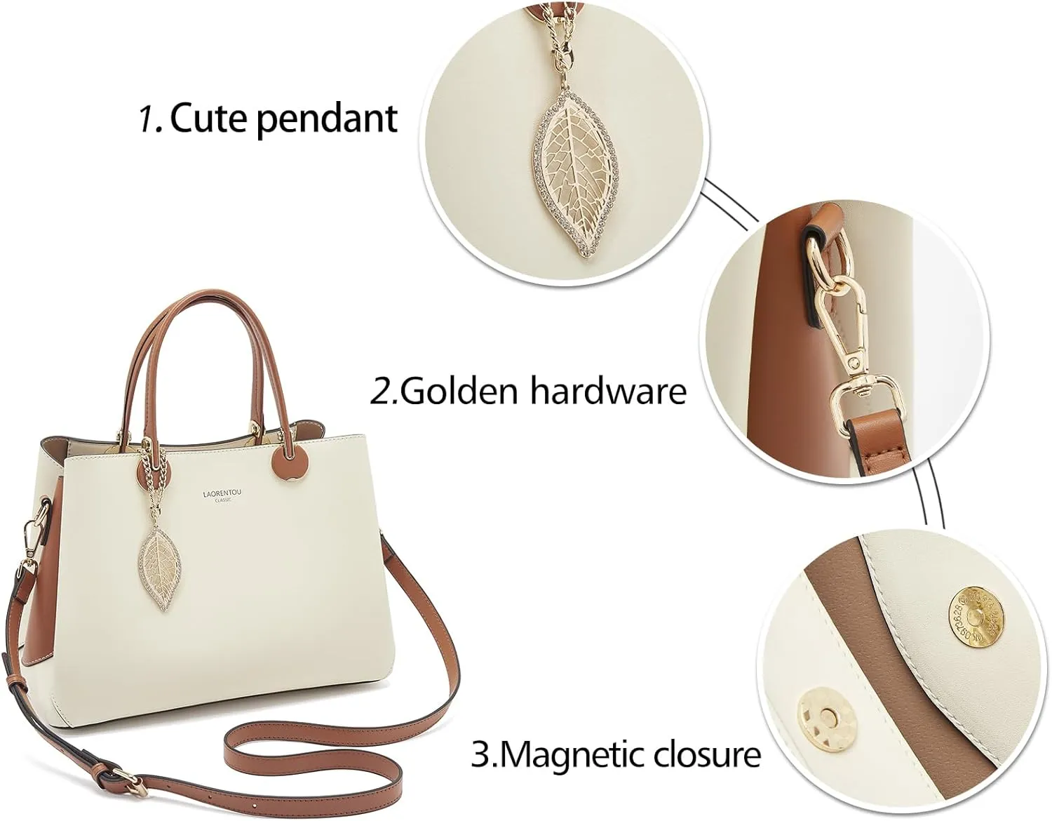 LAORENTOU Women Crossbody Handbags Cow Leather Satchel Handbags for Women Top-handle Shoulder Tote Purses