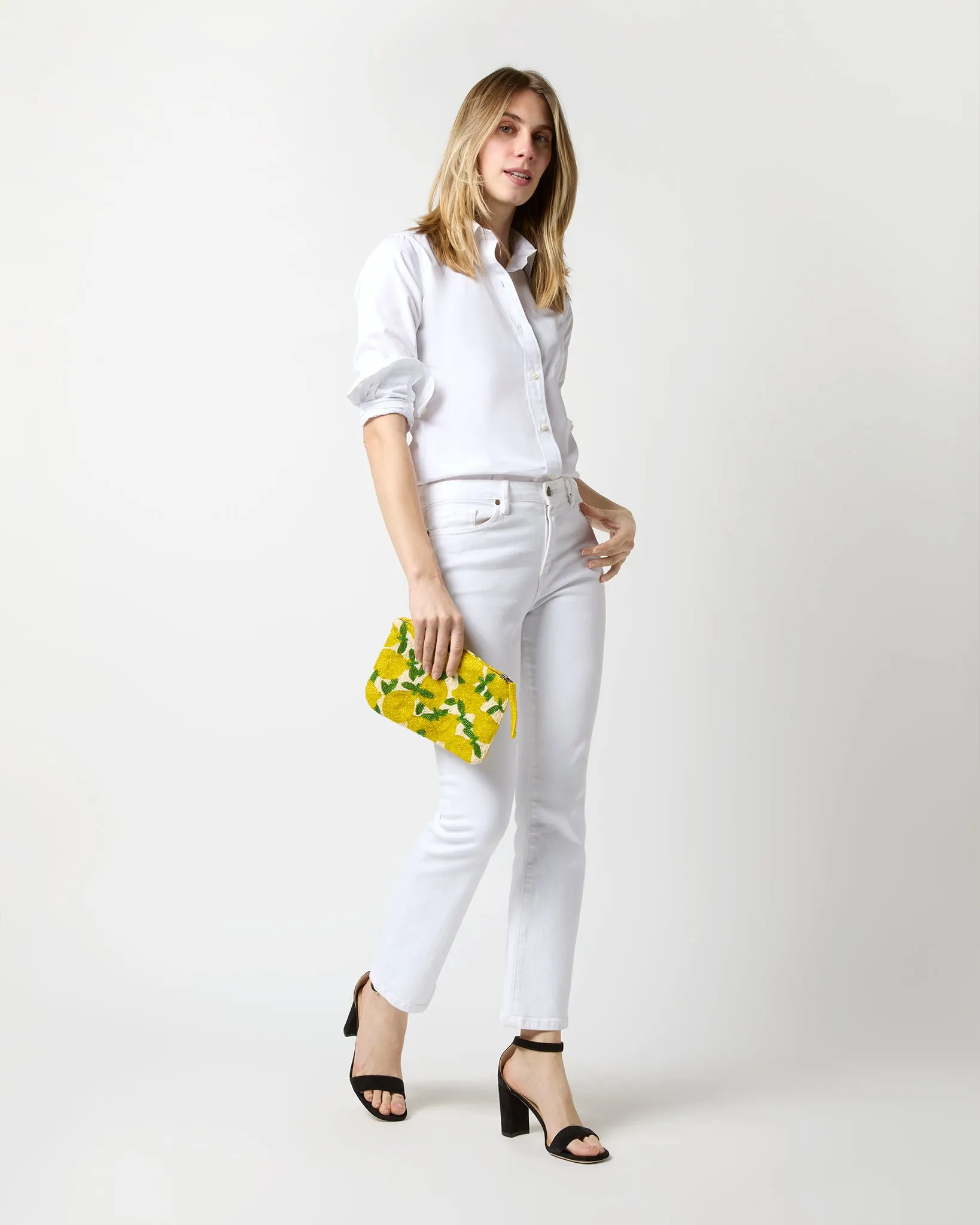 Lemon Beaded Clutch in Yellow/Green