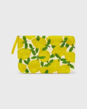 Lemon Beaded Clutch in Yellow/Green