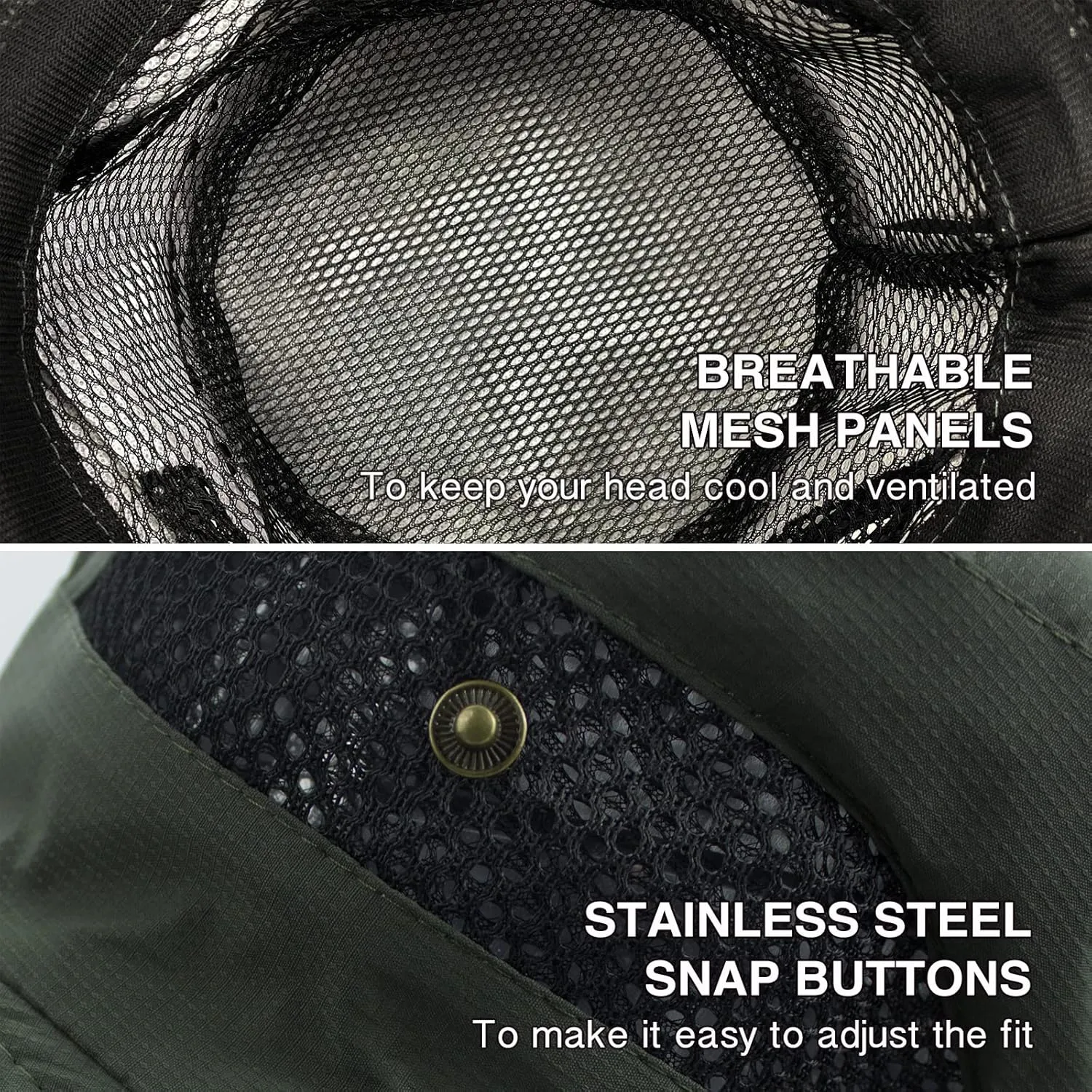 Men's Sun Hat Outdoor UPF50  Mesh Wide Brim Bucket Safari Cap Foldable Waterproof Boonie Fishing Hats