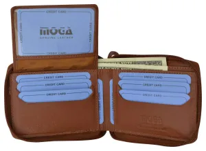 Moga Italian Design Mens Handmade Italian Design Leather Zip Around Bifold Wallet 91256