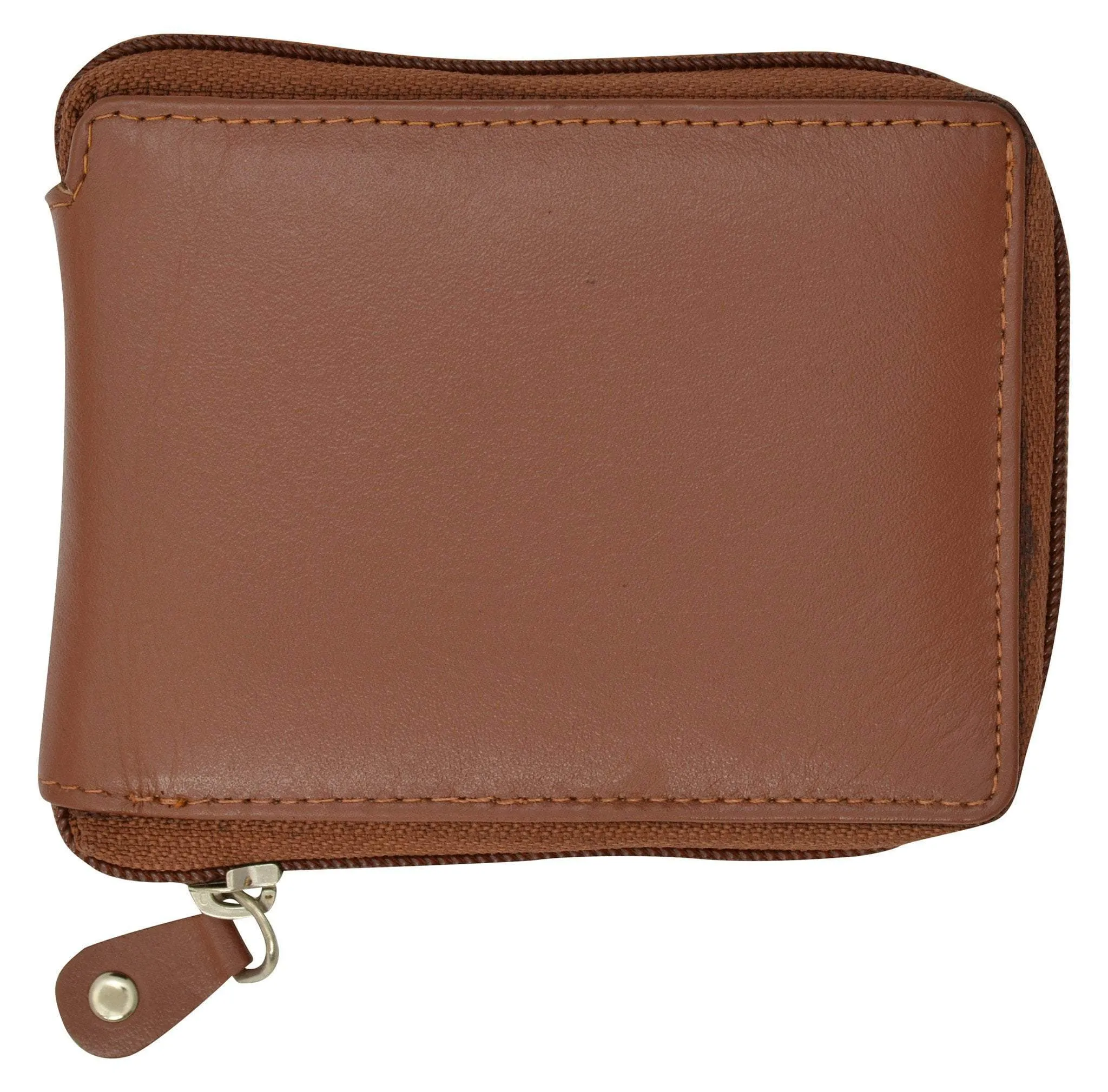 Moga Italian Design Mens Handmade Italian Design Leather Zip Around Bifold Wallet 91256