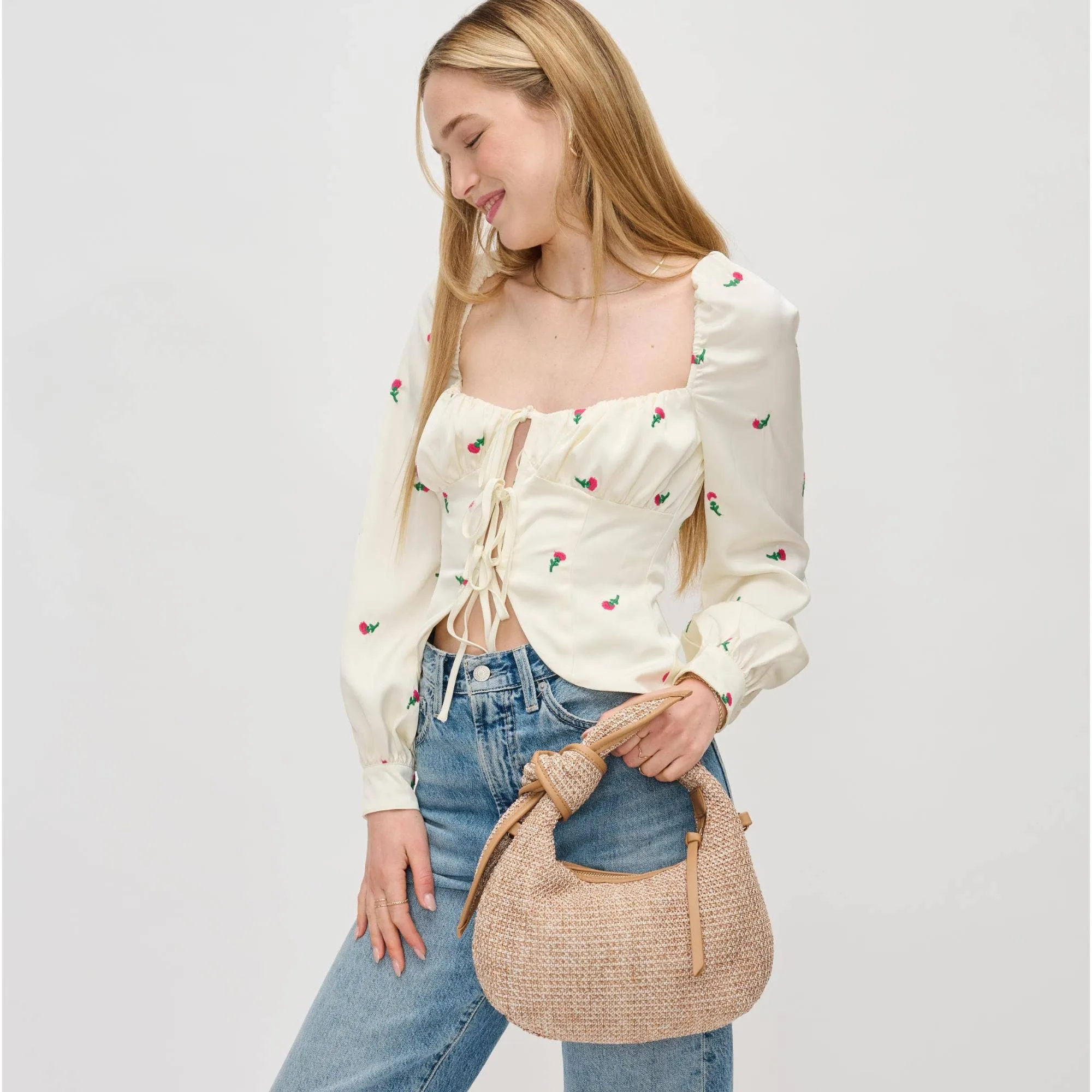 Paloma Knot Straw Crossbody