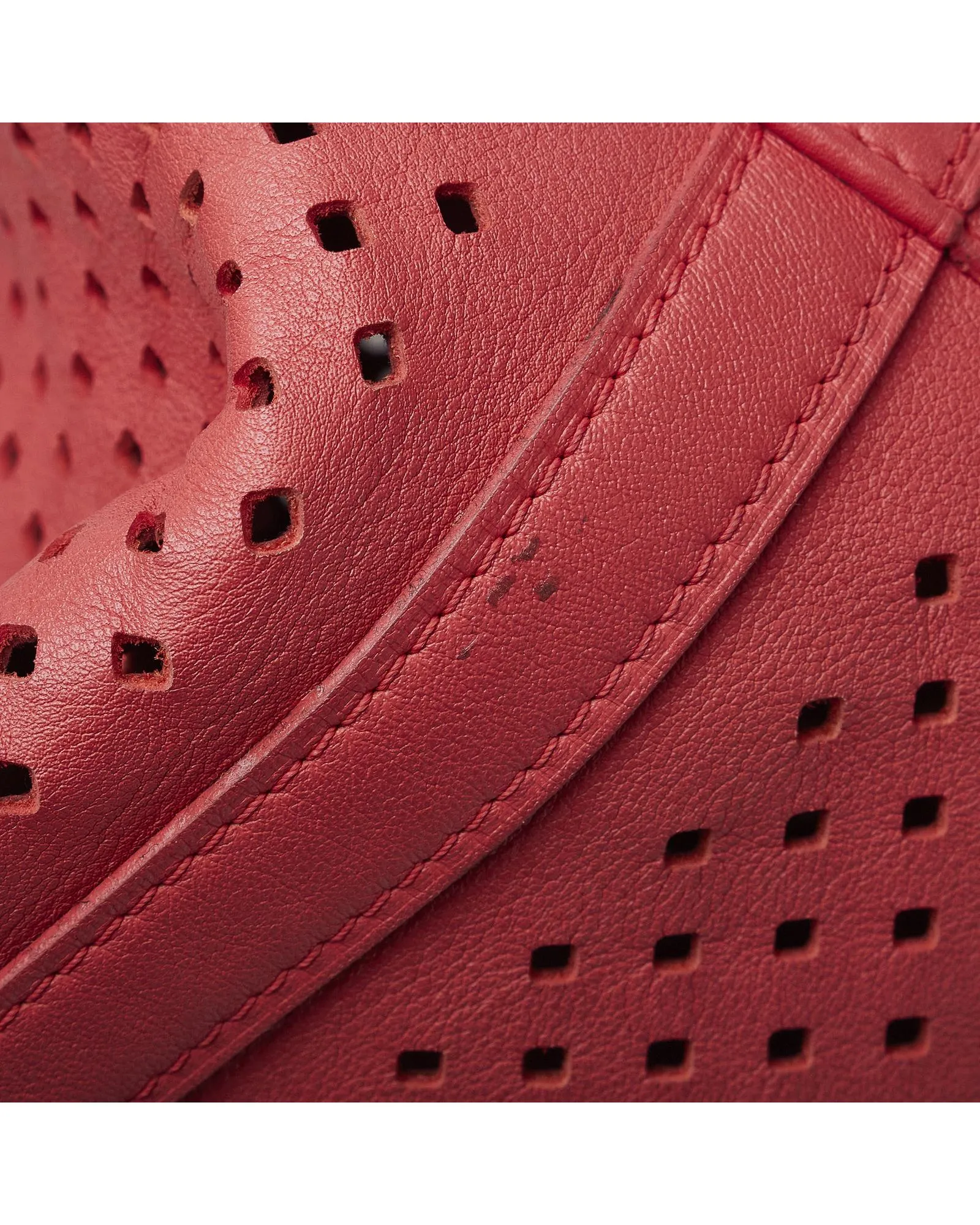Perforated Leather Drawstring Shoulder Bag