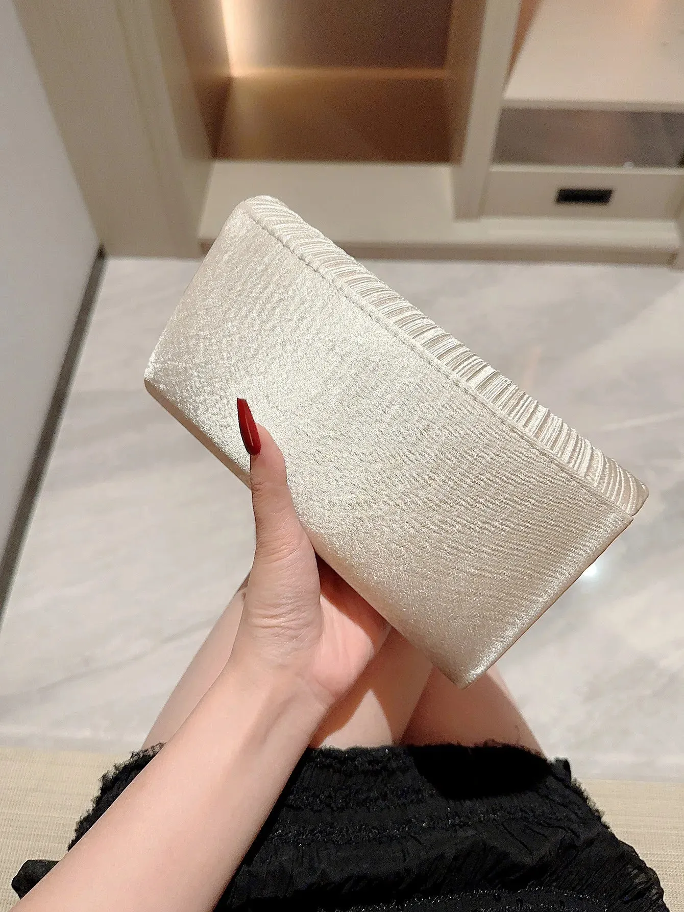 Pleated  Rhinestones Wedding Clutch Purse