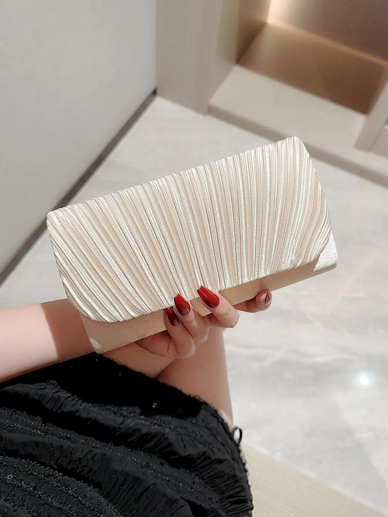 Pleated  Rhinestones Wedding Clutch Purse
