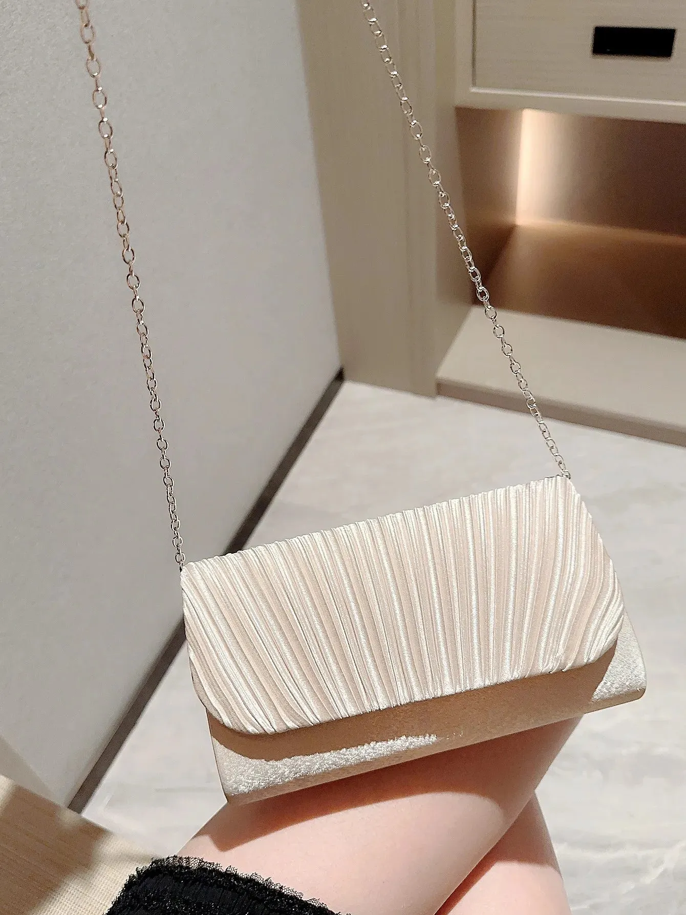 Pleated  Rhinestones Wedding Clutch Purse