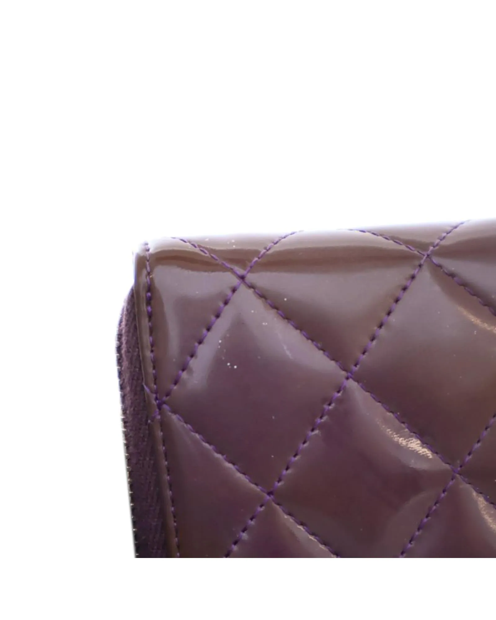 Quilted Patent Leather Zip Around Long Wallet