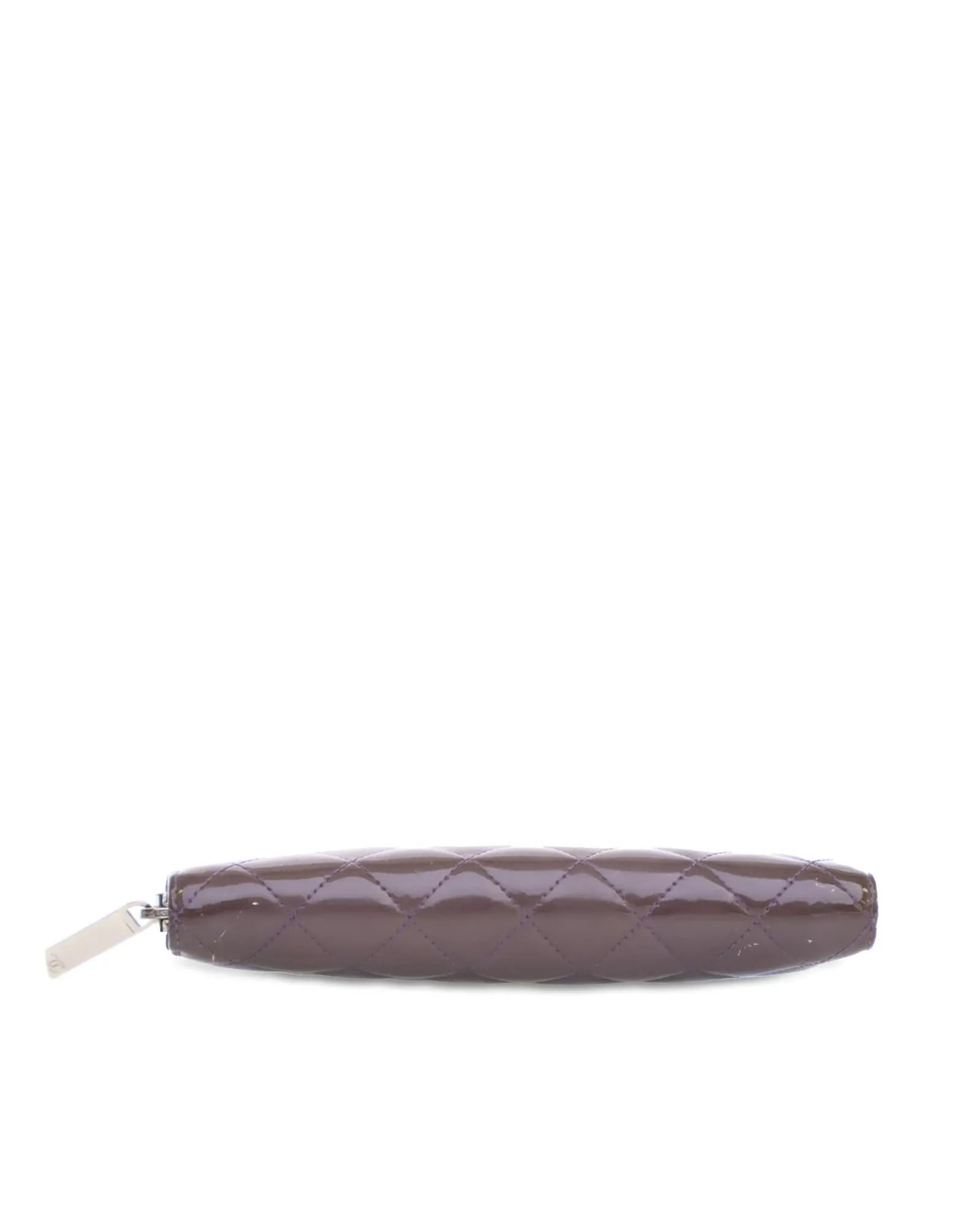 Quilted Patent Leather Zip Around Long Wallet