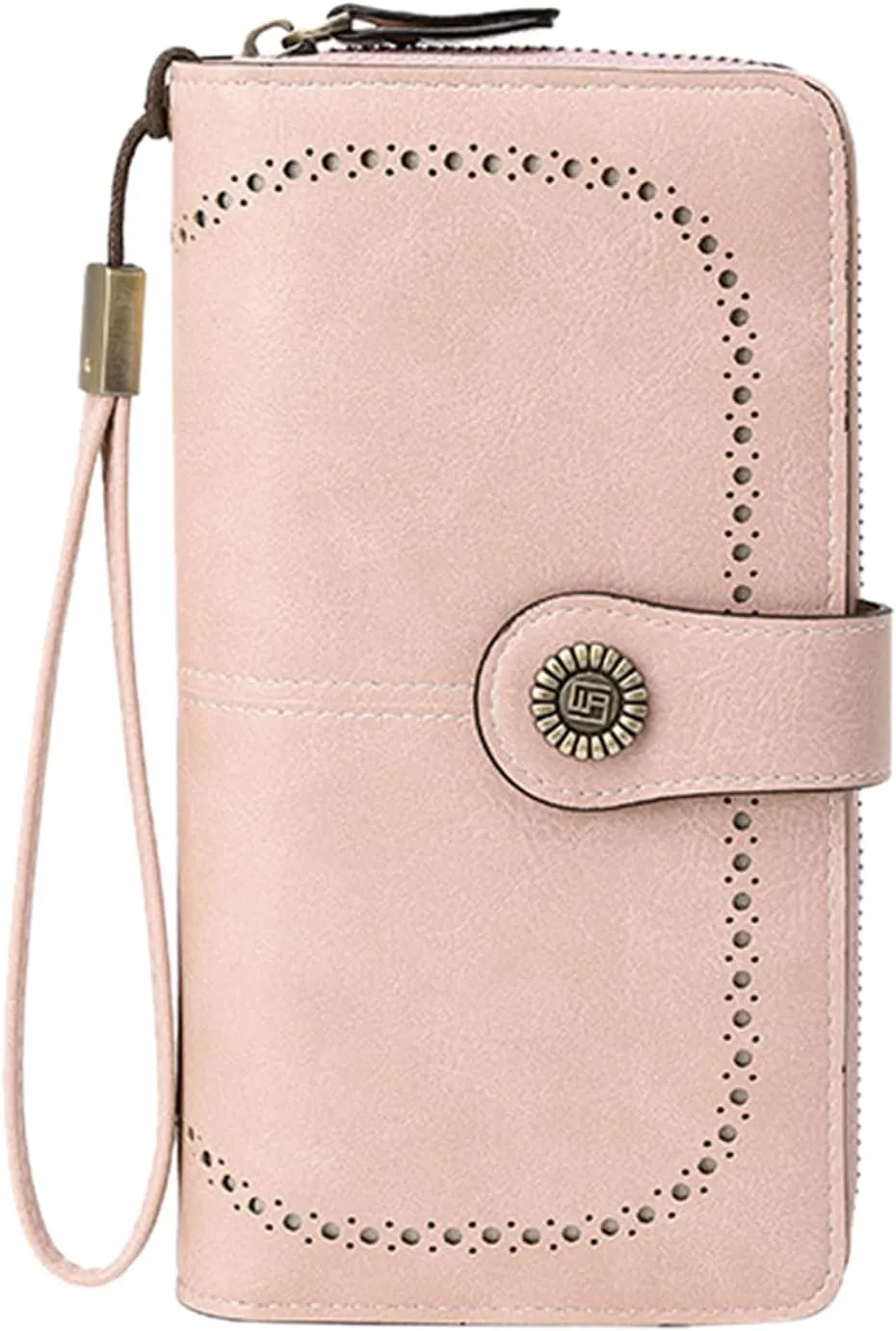 Rfid Wallet Women, Leather Wristlet Wallets, Large Capacity Bifold Zip Around Rfid Blocking Credit Card Holder Clutch Purses