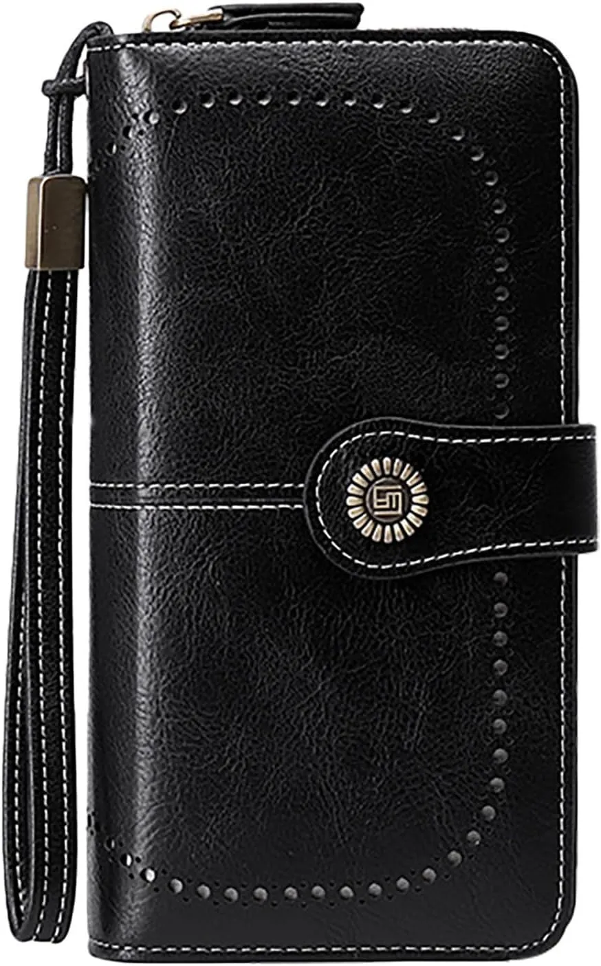 Rfid Wallet Women,2024 New Leather Wallet Wristlet for Women,Zip Around Large Capacity Bifold Rfid Blocking Clutch Purses Credit Card Wallet,Travel Wallet for Women Ladies Mom Girls