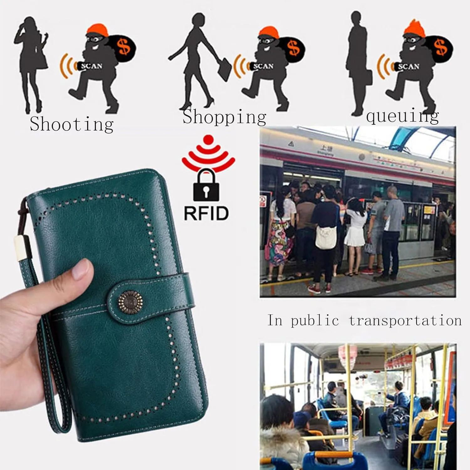 Rfid Wallet Women,2024 New Leather Wallet Wristlet for Women,Zip Around Large Capacity Bifold Rfid Blocking Clutch Purses Credit Card Wallet,Travel Wallet for Women Ladies Mom Girls