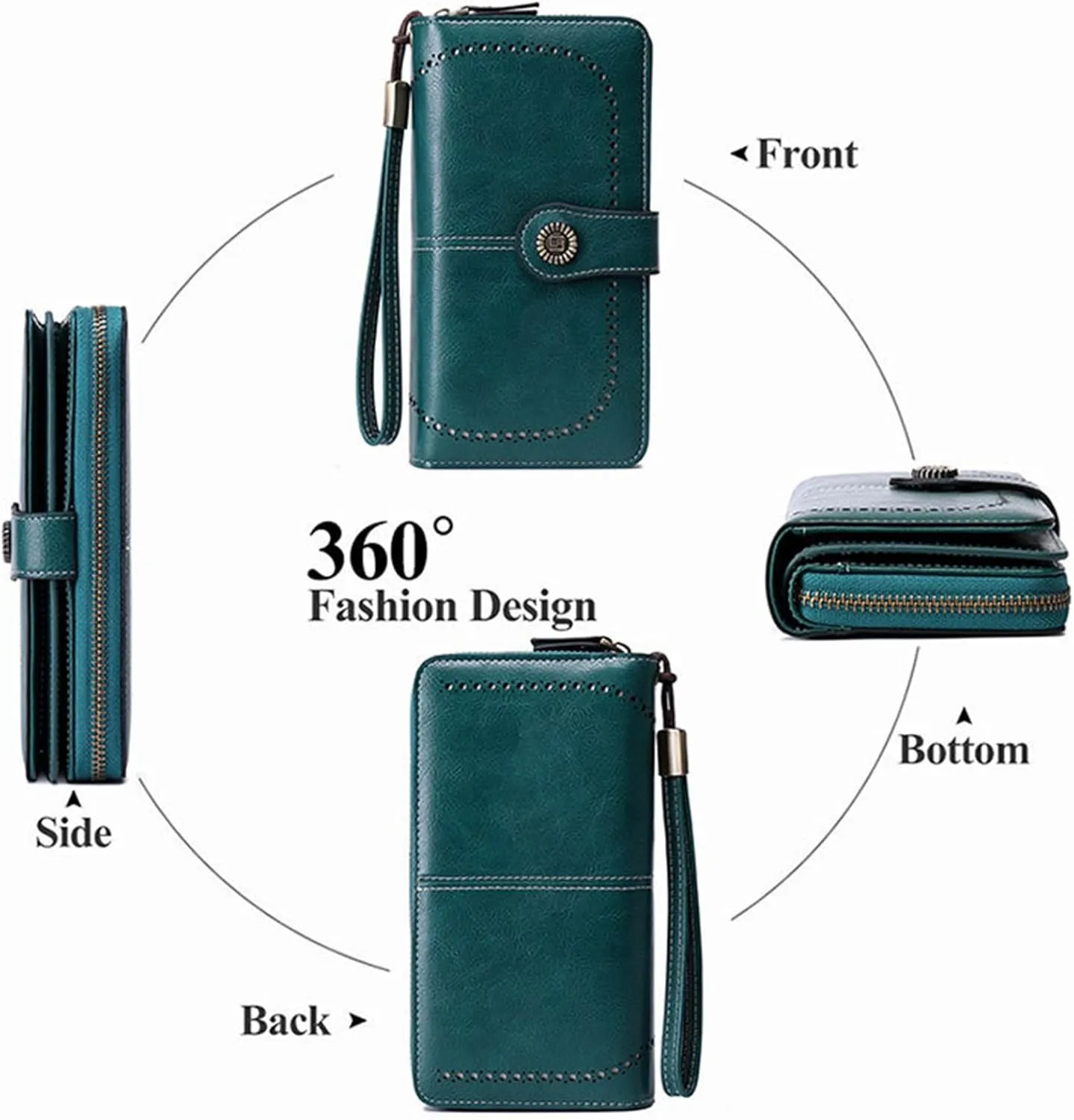 Rfid Wallet Women,2024 New Leather Wallet Wristlet for Women,Zip Around Large Capacity Bifold Rfid Blocking Clutch Purses Credit Card Wallet,Travel Wallet for Women Ladies Mom Girls
