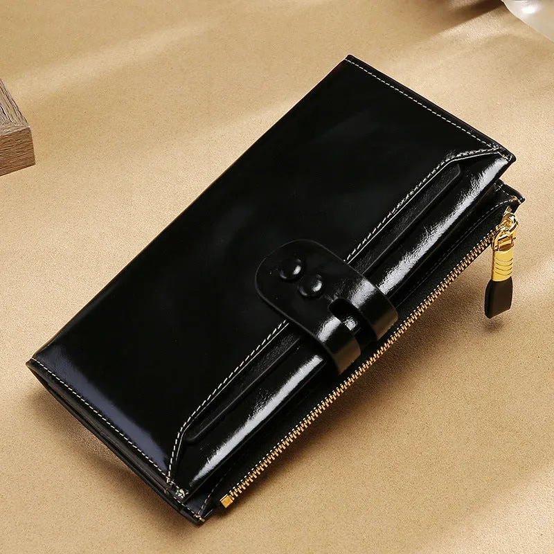 RFID Waxed Multi Cards Leather Wallets For Women W8451