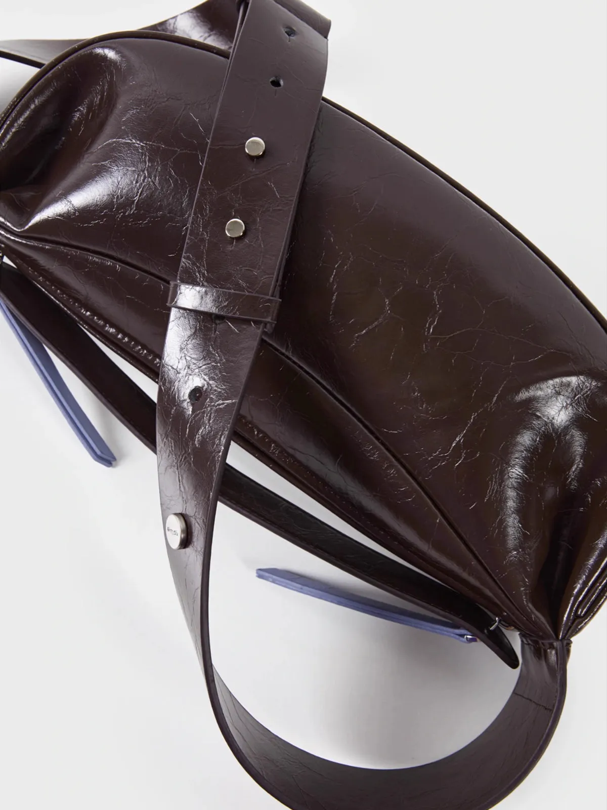 Rock-Burned Biscuit Cowhide Leather Half-Moon Shoulder Bag