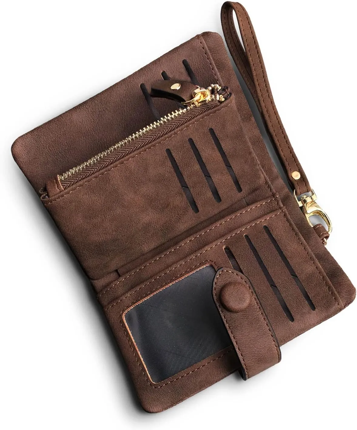 Wallets for Women Bifold Small Rfid Soft Leather Ladies Wallets Trifold Womens Wallets Billfolds Mini Wristlet Clutch Cute Zipper Coin Purse with Wrist Strap