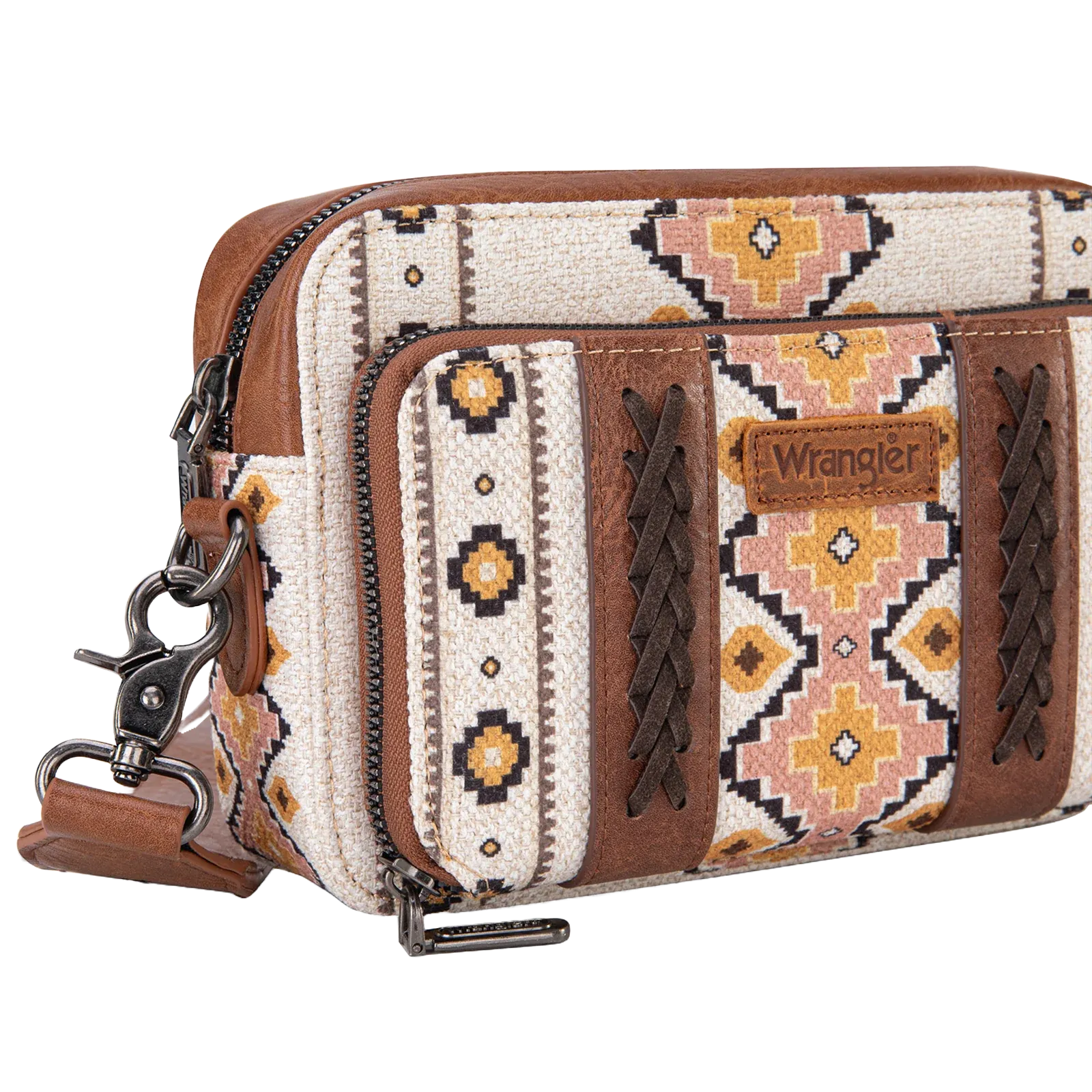 Wrangler Ladies Aztec Printed Coffee Brown Crossbody Purse WG2207-3003CF