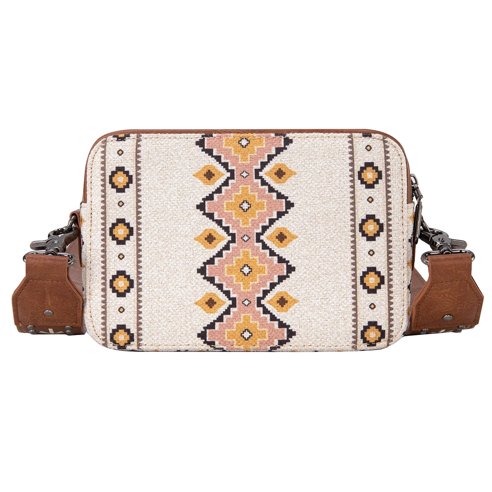 Wrangler Ladies Aztec Printed Coffee Brown Crossbody Purse WG2207-3003CF